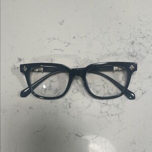 ChromeHeart Black and Silver Cross Unisex Glasses